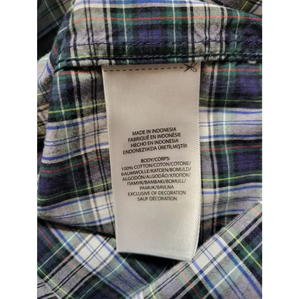 Ralph Lauren Blue Plaid Button-Down Shirt Long Sleeves Boys Toddler Size 4T